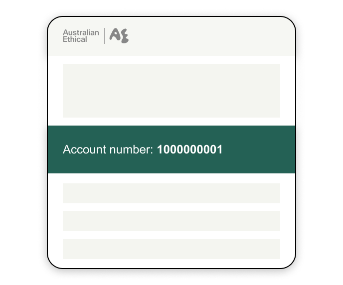 Finding your account number with Australian Ethical