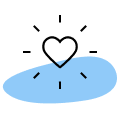 Heart icon on blue blob