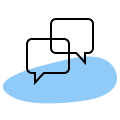 Chat icon on blue blob