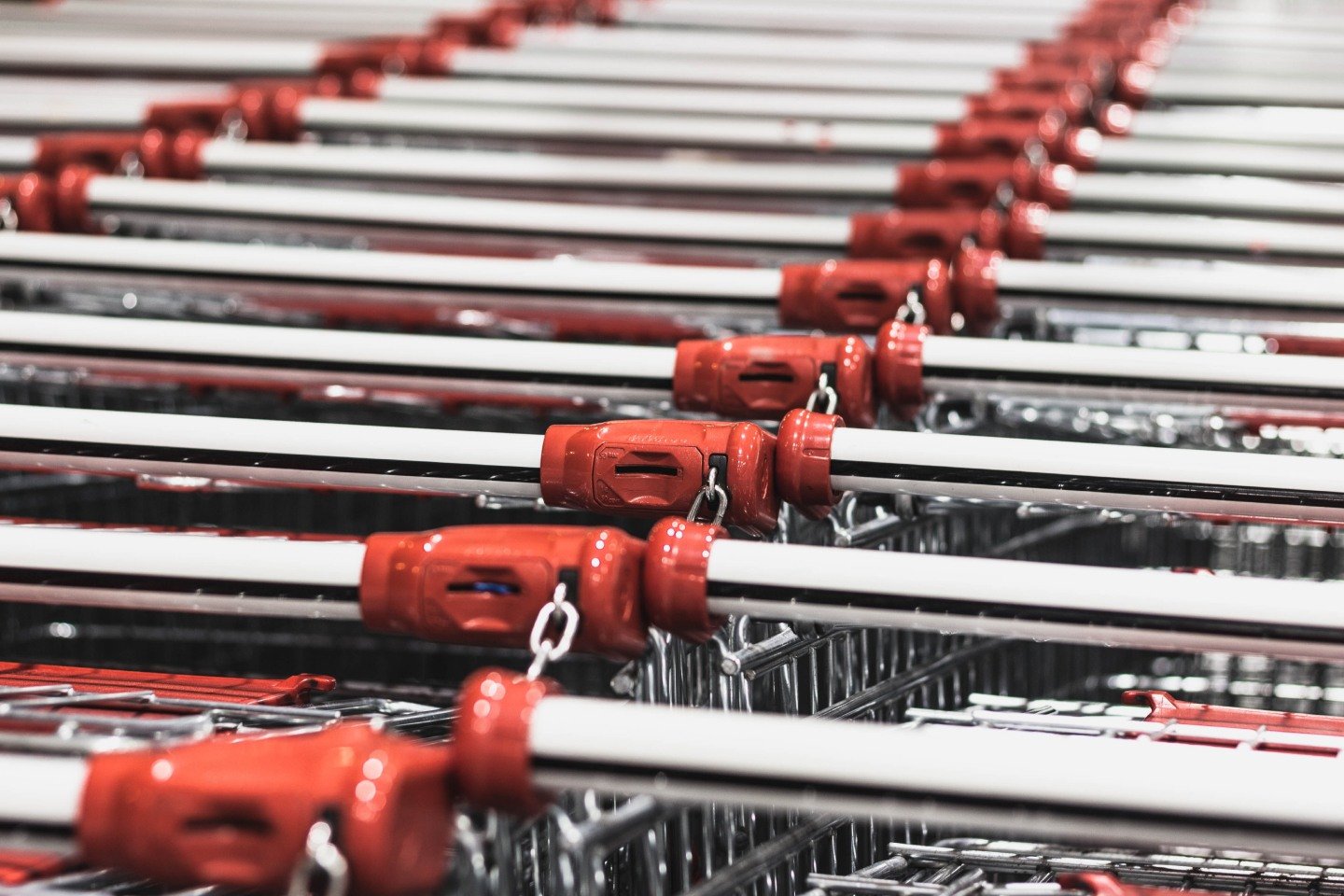 Shopping trolley lineup for Australian supermarkets like Coles or Woolworths